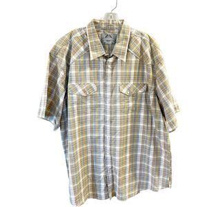 NWT Bruno New York Casual Short Sleeve Plaid Button Down Shirt Size 3XLT